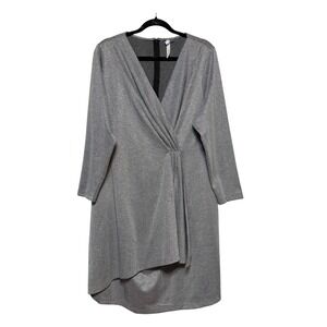 NY Collection Quiet Luxury Herringbone Wrap Dress Womens Size 2X Clean Girl Chic